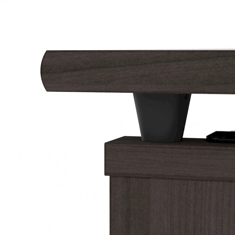 60W 3-position L-shaped Sit to Stand Desk with Hutch