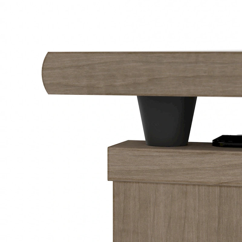 60W 3-position L-shaped Sit to Stand Desk with Hutch