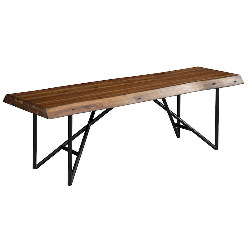 Brown and Black Solid Wood Dining Bench