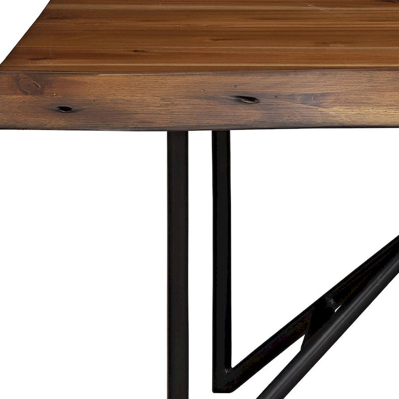 Brown and Black Solid Wood Dining Bench