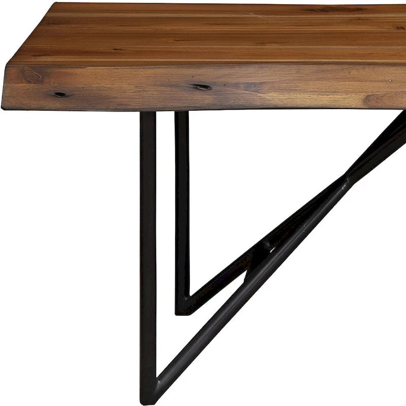 Brown and Black Solid Wood Dining Bench
