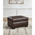 Ottoman - Dark Brown/Dark Blue, Genuine & Faux Leather