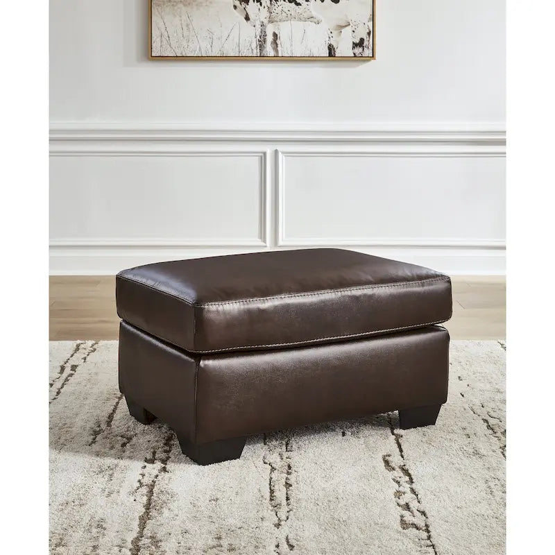 Ottoman - Dark Brown/Dark Blue, Genuine & Faux Leather