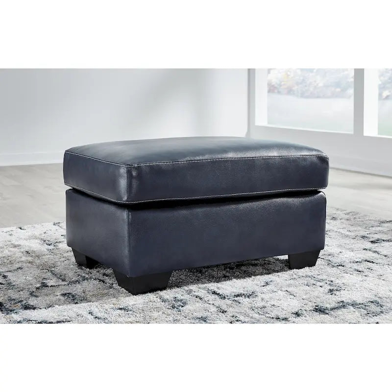Ottoman - Dark Brown/Dark Blue, Genuine & Faux Leather