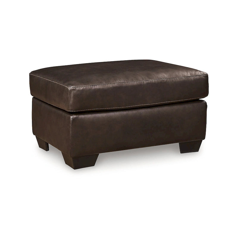 Ottoman - Dark Brown/Dark Blue, Genuine & Faux Leather