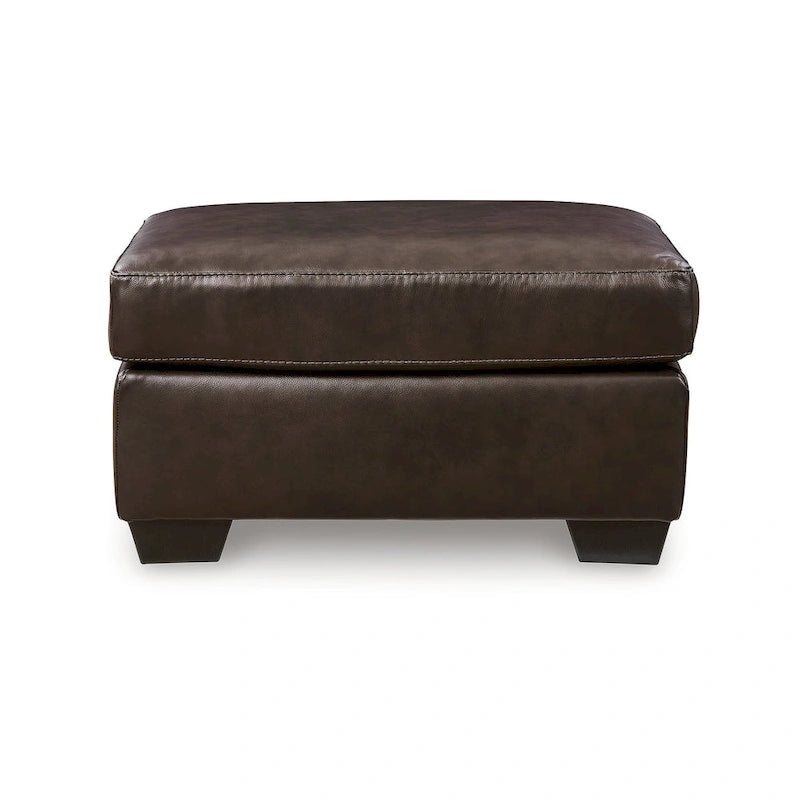 Ottoman - Dark Brown/Dark Blue, Genuine & Faux Leather