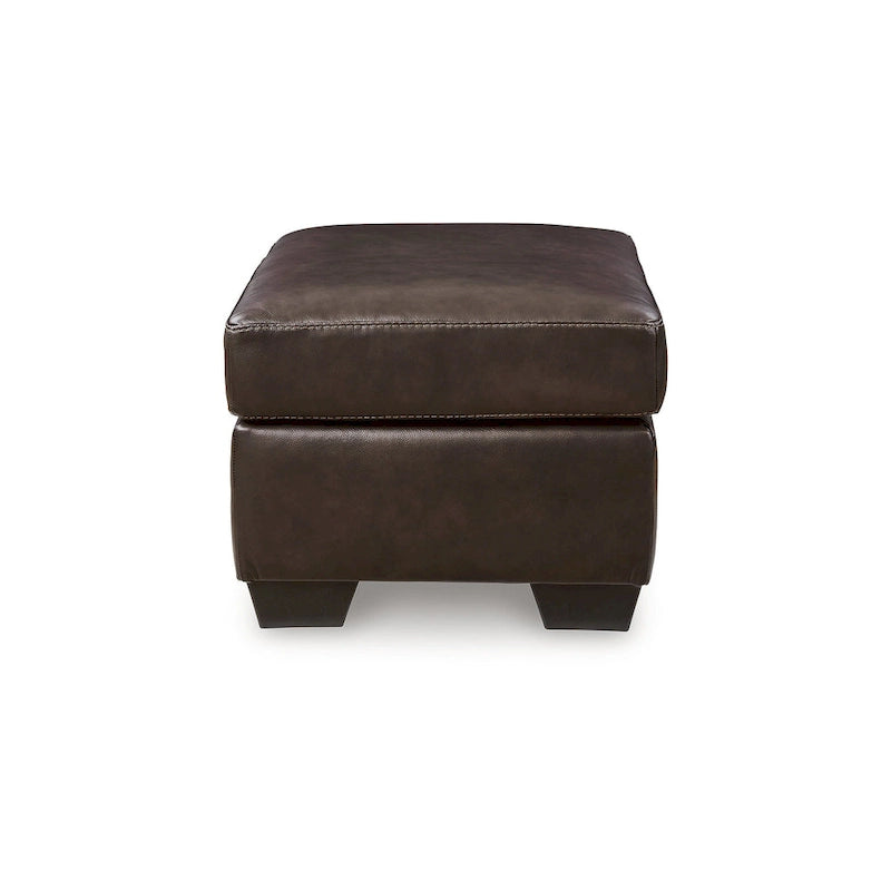 Ottoman - Dark Brown/Dark Blue, Genuine & Faux Leather