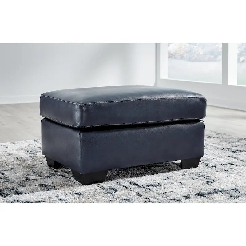 Ottoman - Dark Brown/Dark Blue, Genuine & Faux Leather