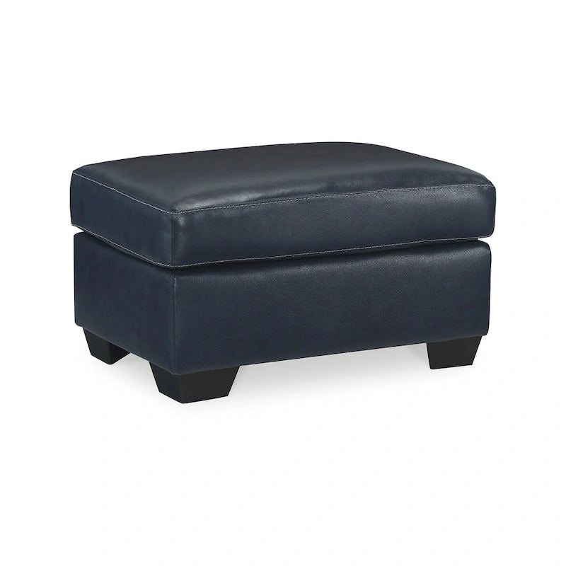 Ottoman - Dark Brown/Dark Blue, Genuine & Faux Leather