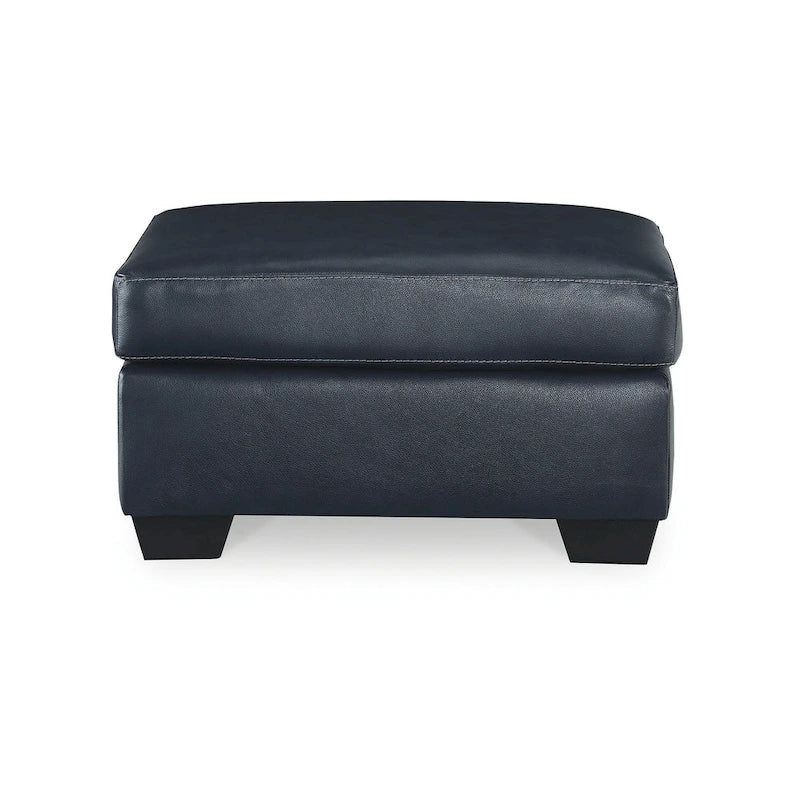 Ottoman - Dark Brown/Dark Blue, Genuine & Faux Leather