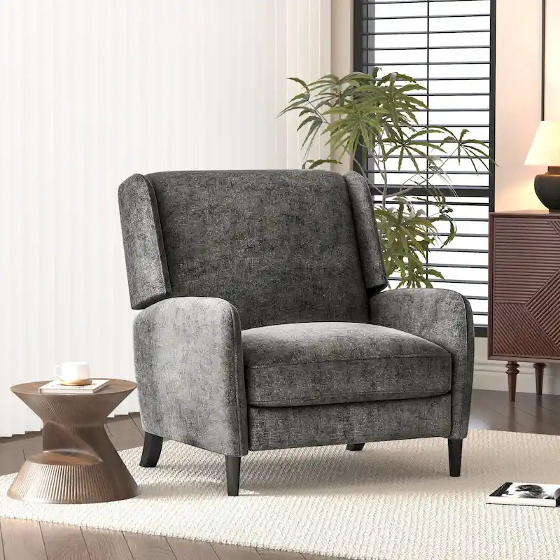 Oversized Textured Fabric Pushback Recliner, Cozy Recliner for Living Room