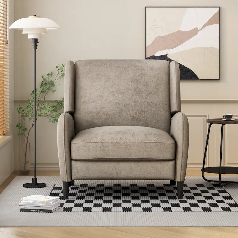 Oversized Textured Fabric Pushback Recliner, Cozy Recliner for Living Room