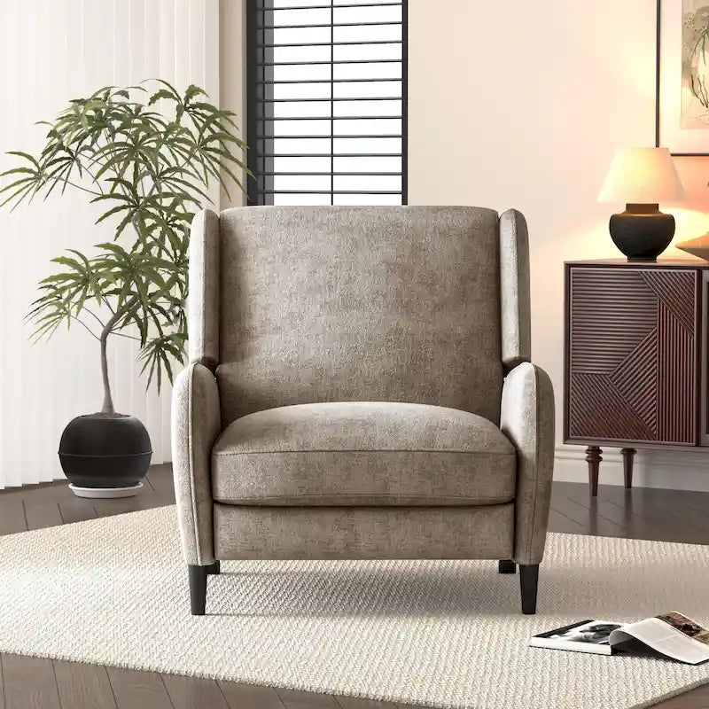 Oversized Textured Fabric Pushback Recliner, Cozy Recliner for Living Room