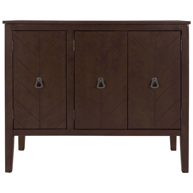 Adjustable Shelf Storage Sideboard with Retro Metal Handles and Pinewood Legs for Living Room, Study