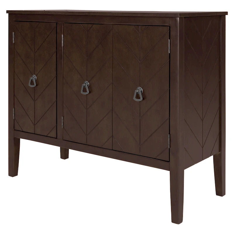 Adjustable Shelf Storage Sideboard with Retro Metal Handles and Pinewood Legs for Living Room, Study