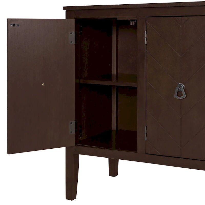 Adjustable Shelf Storage Sideboard with Retro Metal Handles and Pinewood Legs for Living Room, Study