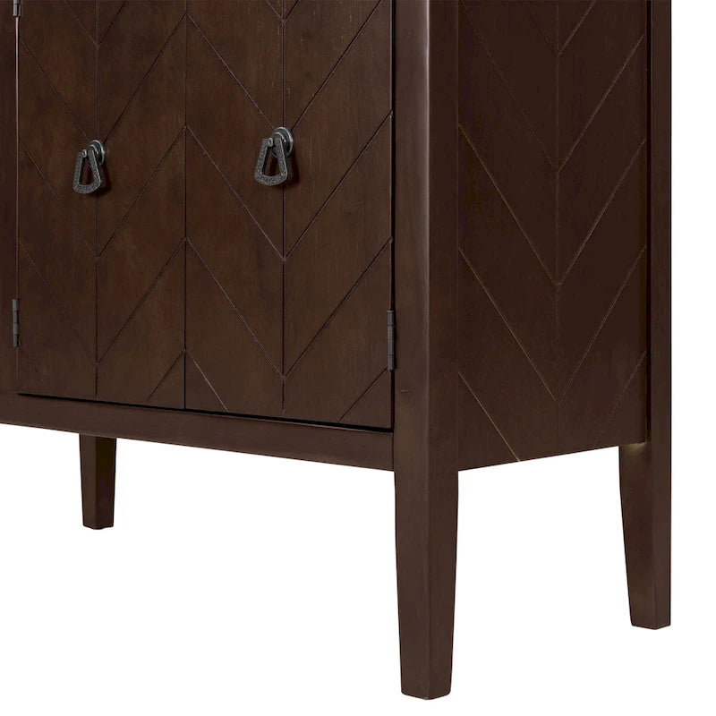Adjustable Shelf Storage Sideboard with Retro Metal Handles and Pinewood Legs for Living Room, Study
