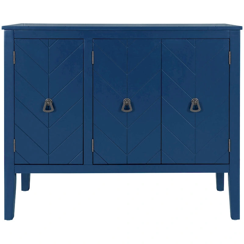 Adjustable Shelf Storage Sideboard with Retro Metal Handles and Pinewood Legs for Living Room, Study