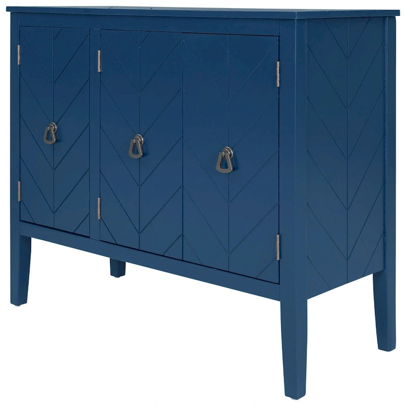 Adjustable Shelf Storage Sideboard with Retro Metal Handles and Pinewood Legs for Living Room, Study
