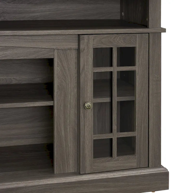 Classic American TV Stand with 4 Storage Shelf and 2 Storage Cabinet for Family Living Room or Office