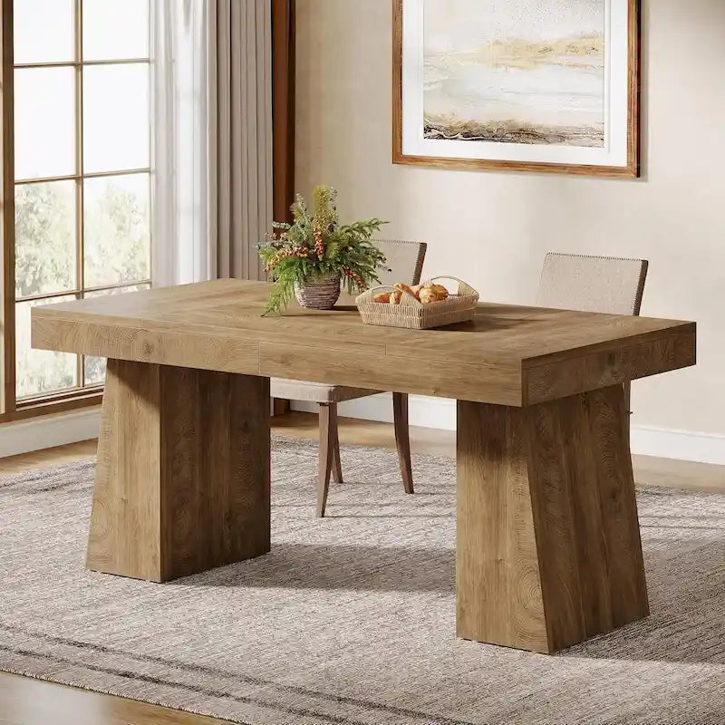 55-Inch Dining Table for 4-6, Rectangular Dining Room Table with Sturdy Legs