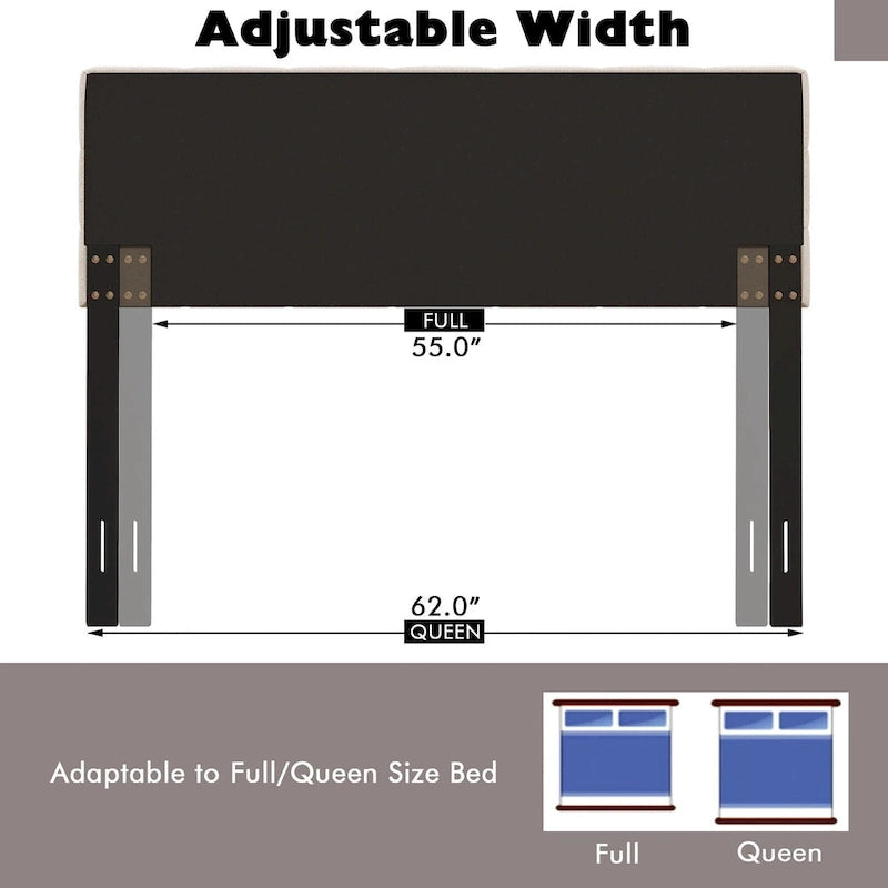 Full/Queen Size Headboard Linen Fabric Upholstered Button Tufted