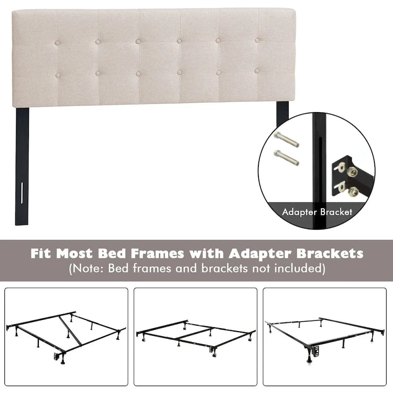 Full/Queen Size Headboard Linen Fabric Upholstered Button Tufted