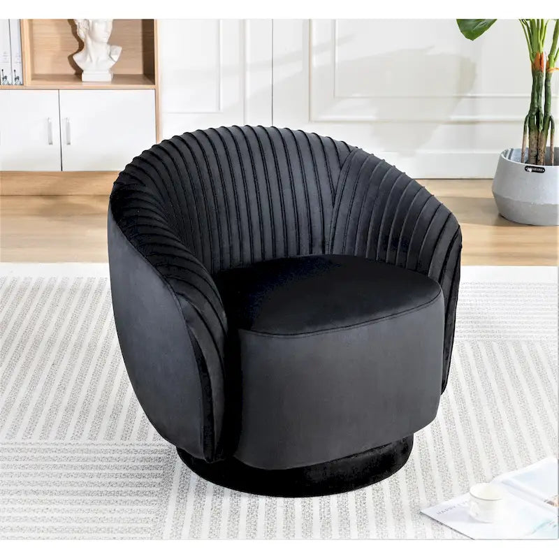 Petit fauteuil tonneau pivotant en velours Milvo
