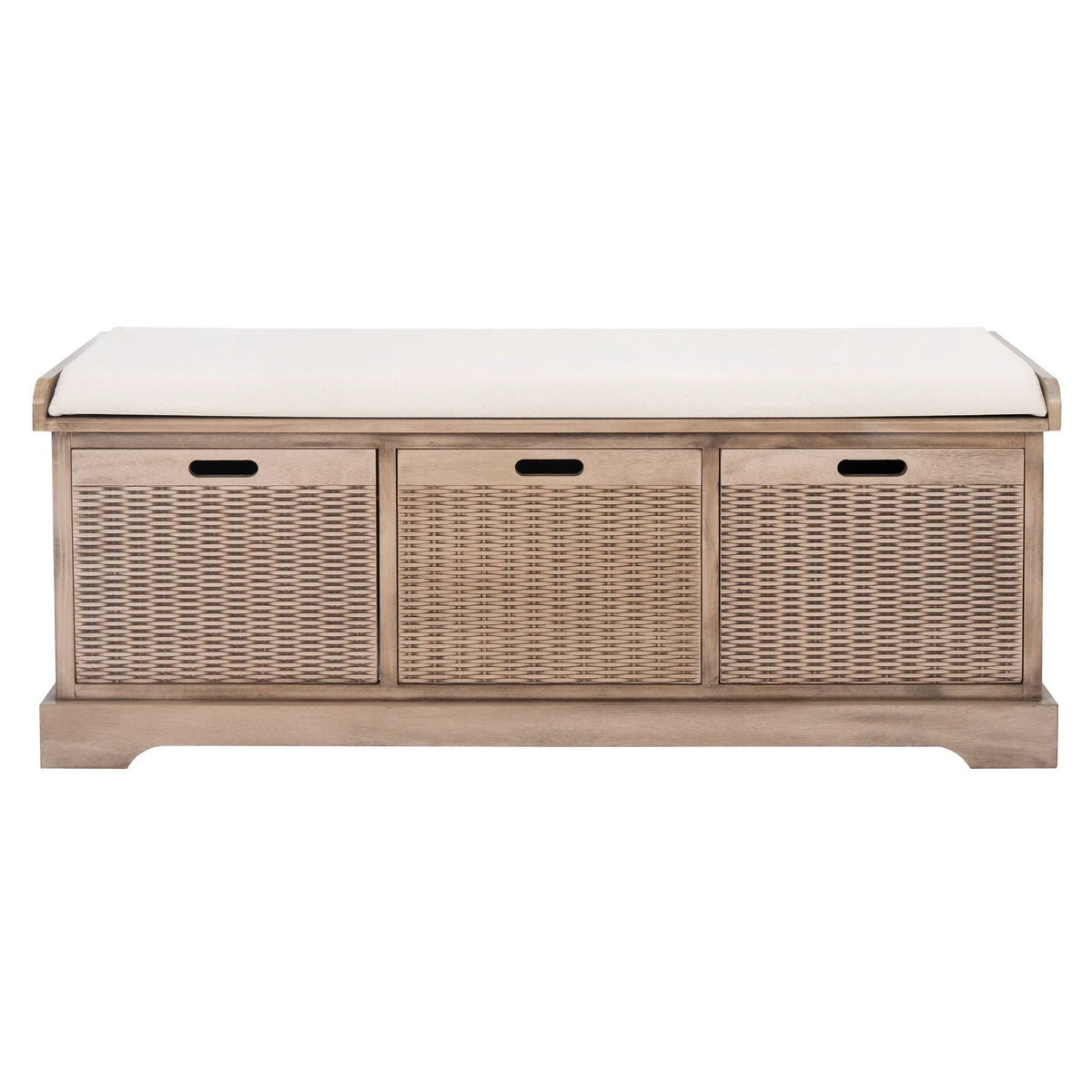Banc de rangement SAFAVIEH Fiorello avec coussin et 3 tiroirs - 47,3 L x 15 P x 19 H - 47 L x 15 P x 19 H