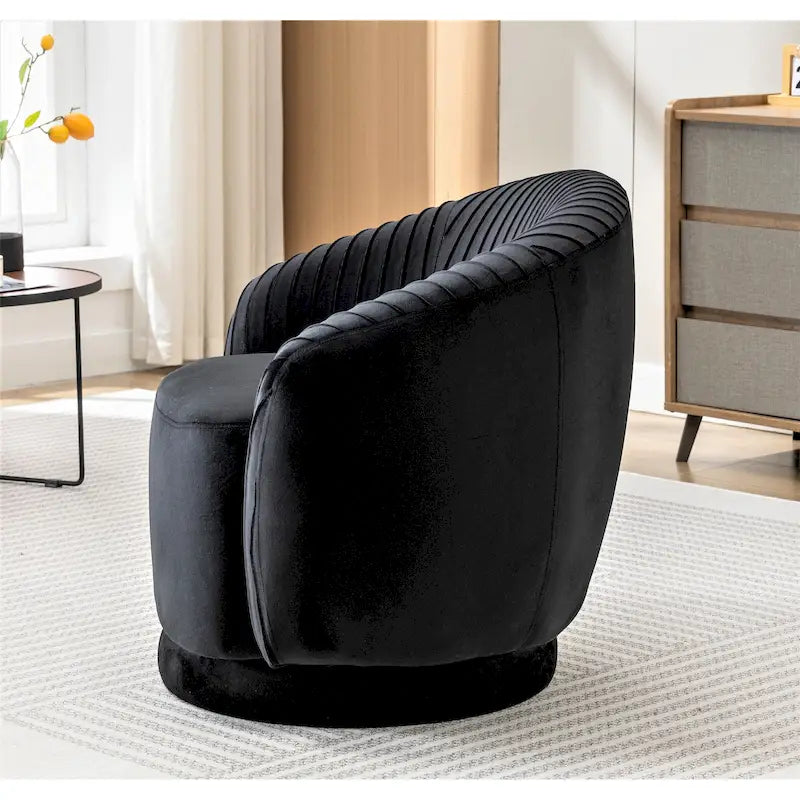 Petit fauteuil tonneau pivotant en velours Milvo