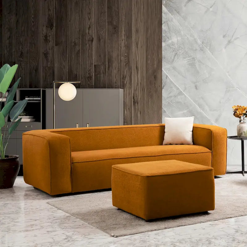Mid Century Modern Furniture Style French Boucle Living Room Sofa