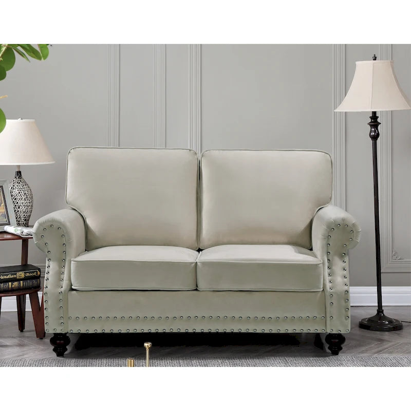 Velvet Nailhead Loveseat