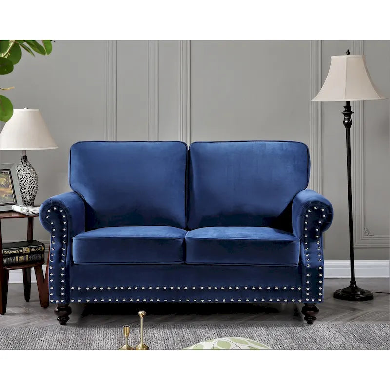 Velvet Nailhead Loveseat