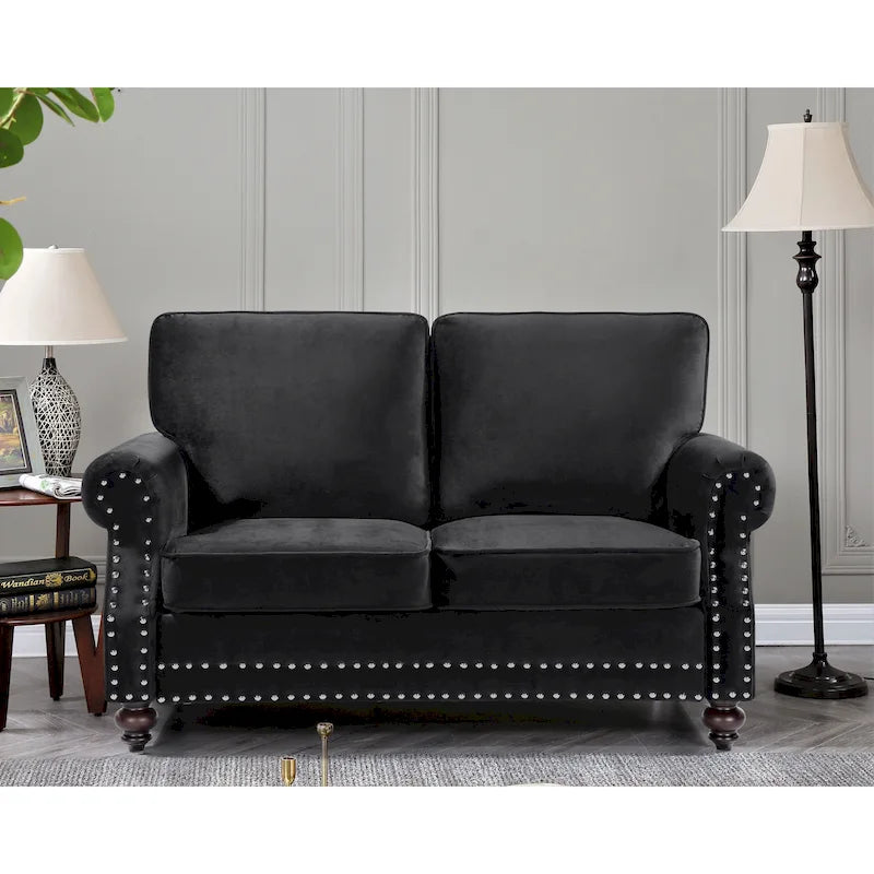 Velvet Nailhead Loveseat