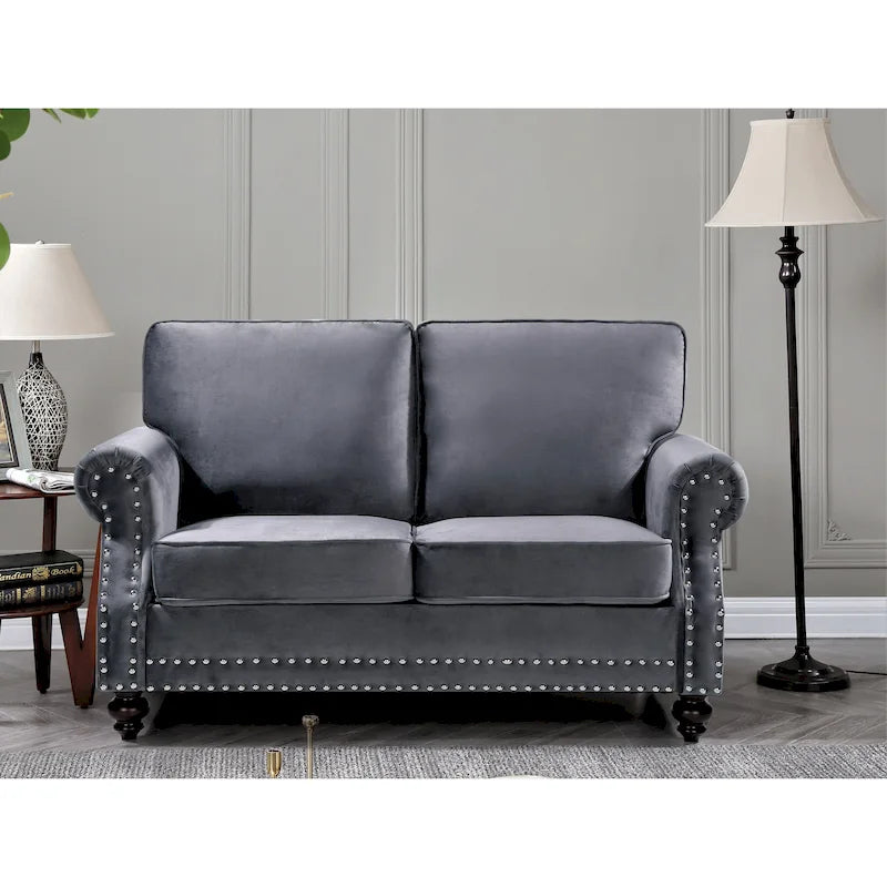 Velvet Nailhead Loveseat