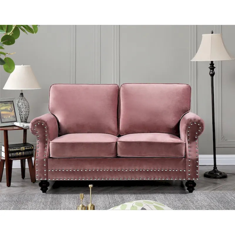 Velvet Nailhead Loveseat