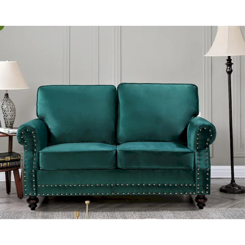 Velvet Nailhead Loveseat
