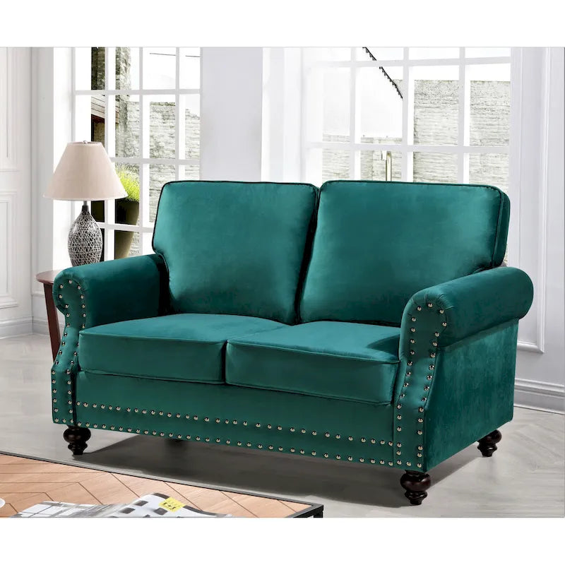 Velvet Nailhead Loveseat