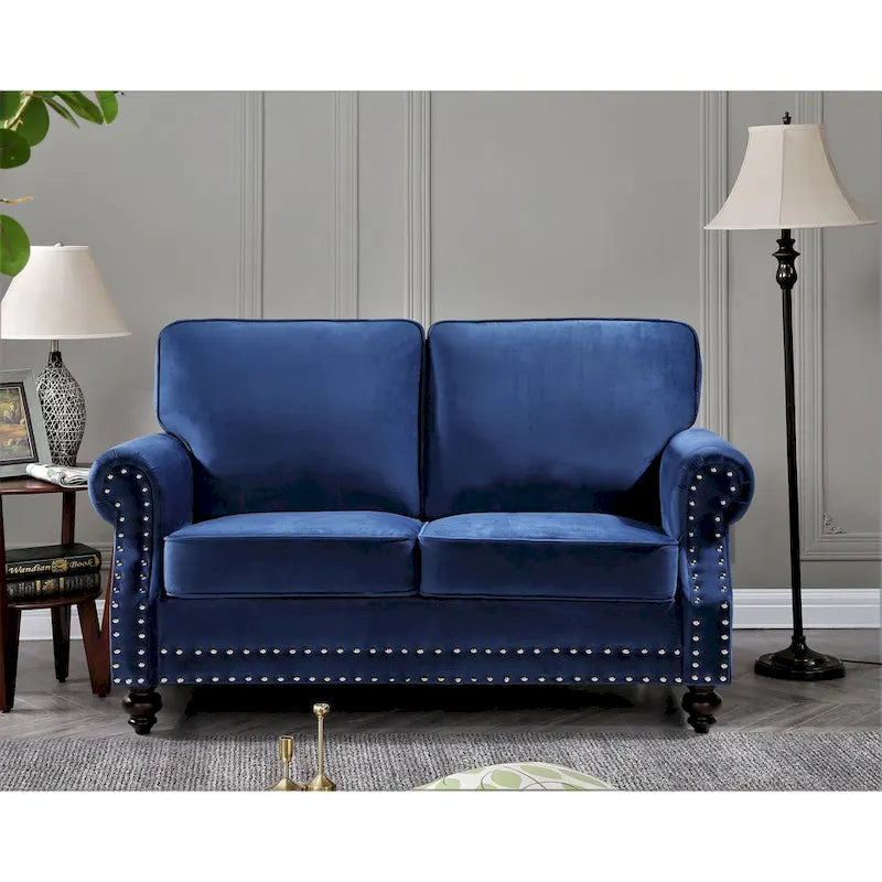 Velvet Nailhead Loveseat