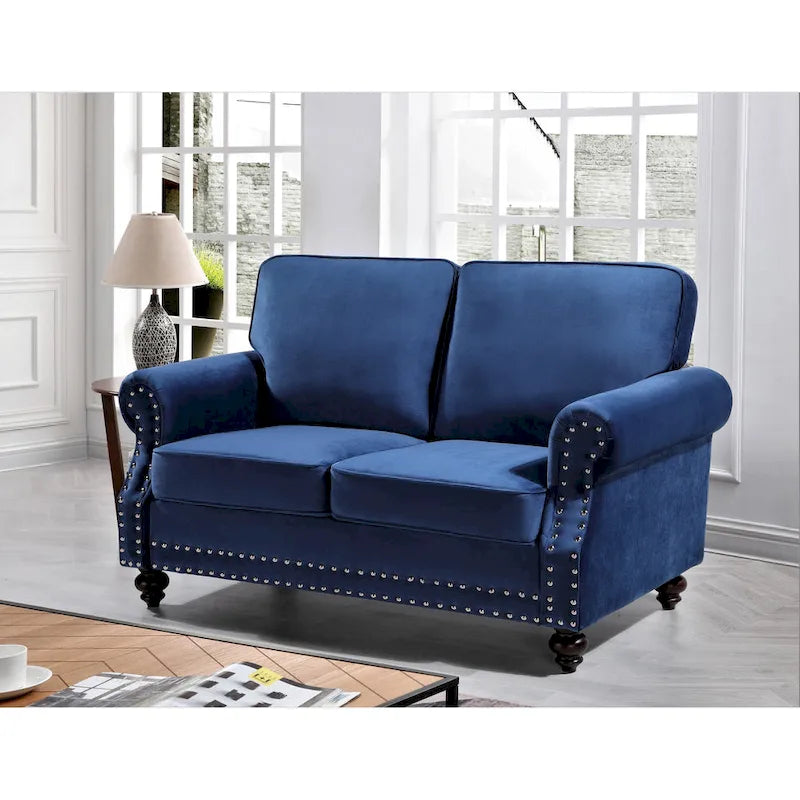 Velvet Nailhead Loveseat