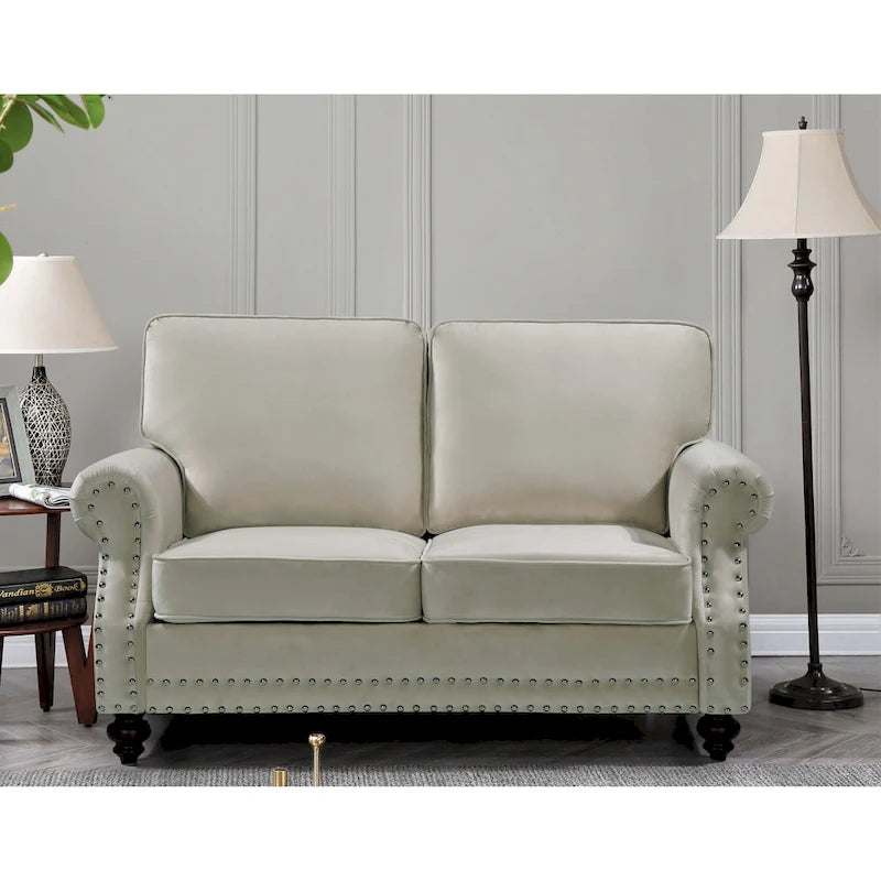 Velvet Nailhead Loveseat