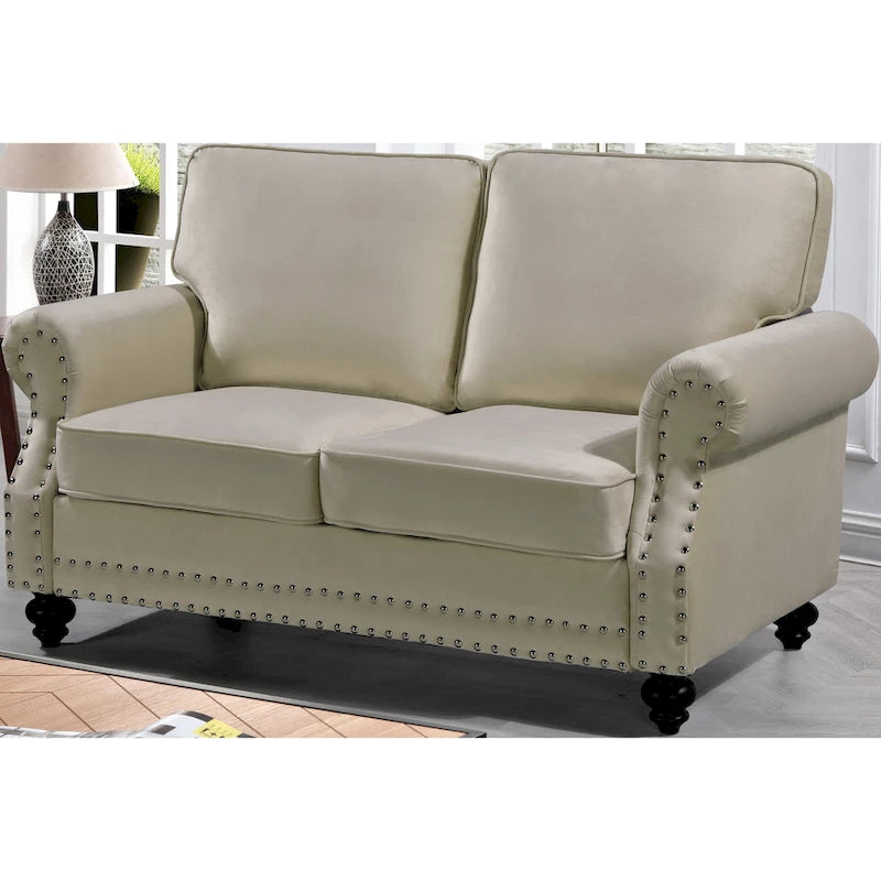 Velvet Nailhead Loveseat