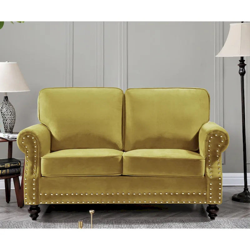 Velvet Nailhead Loveseat