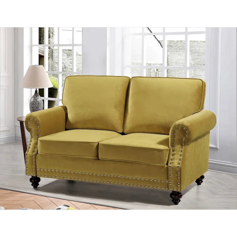 Velvet Nailhead Loveseat