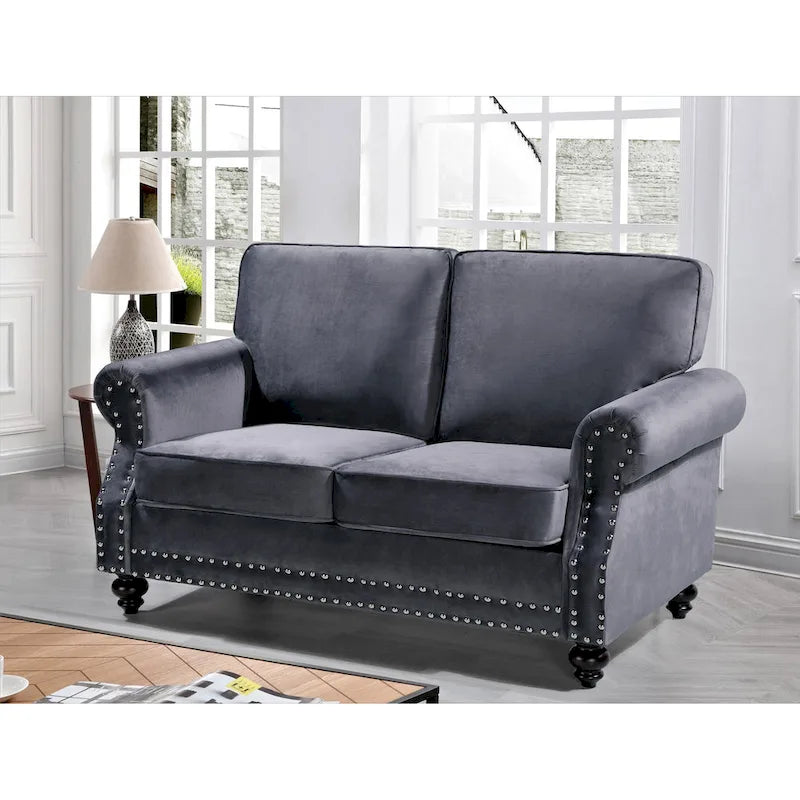 Velvet Nailhead Loveseat