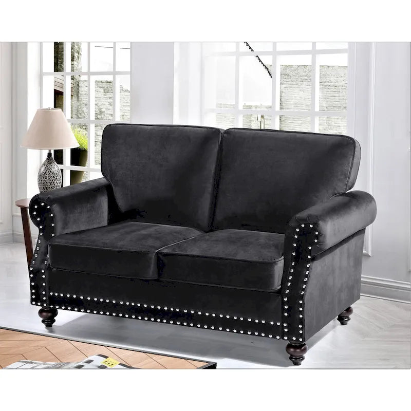 Velvet Nailhead Loveseat