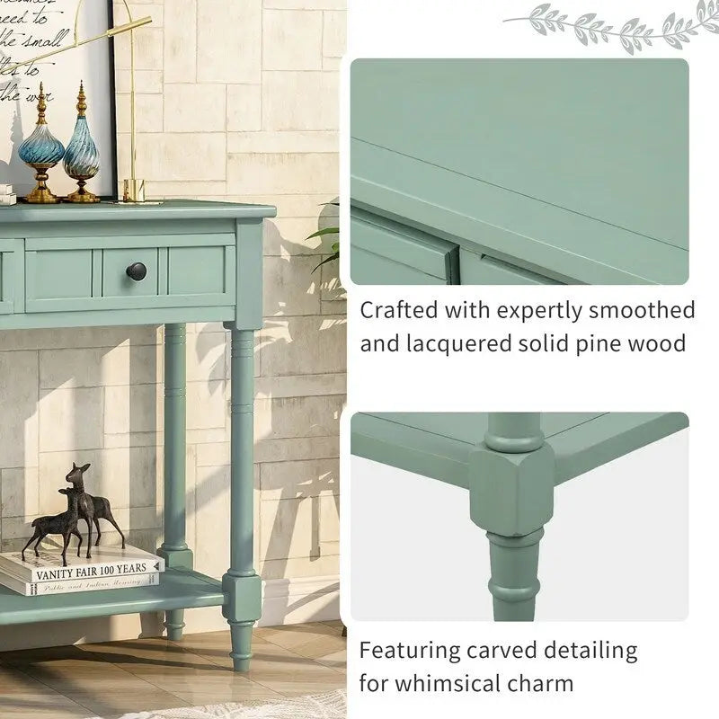 Console Table with Two Drawers and Bottom Shelf