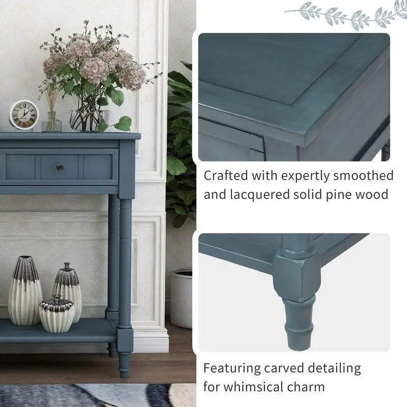 Console Table with Two Drawers and Bottom Shelf