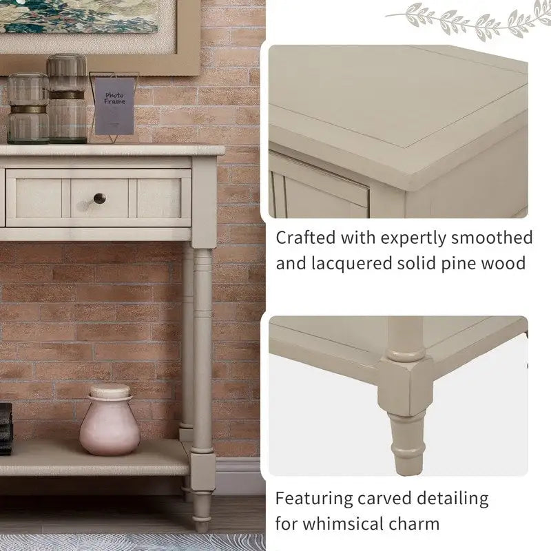 Console Table with Two Drawers and Bottom Shelf
