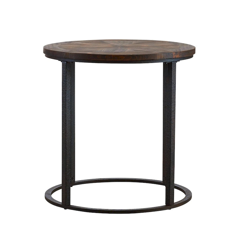 Modern Rustic Farmhouse Reclaimed Wood Round Side Table